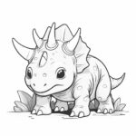 Cute triceratops dinosaur coloring page