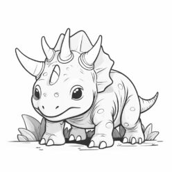 Cute triceratops dinosaur coloring page