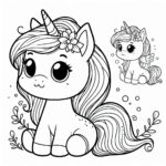 Cute unicorn dreaming coloring page