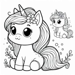 Cute unicorn dreaming coloring page coloring page