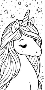 Cute unicorn dreams stars coloring page coloring page