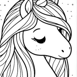 Cute unicorn dreams stars coloring page