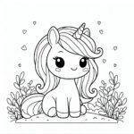 Cute unicorn garden coloring page