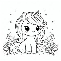 Cute unicorn garden coloring page Cute unicorn garden coloring page