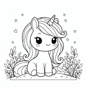 Cute unicorn garden coloring page coloring page