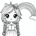 Cute unicorn girl coloring page