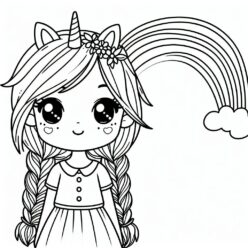 Cute unicorn girl coloring page Cute unicorn girl coloring page