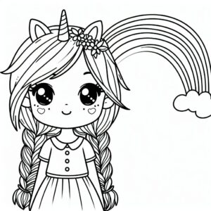 Cute unicorn girl coloring page coloring page