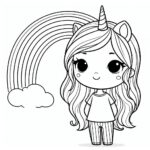 Cute unicorn girl coloring page