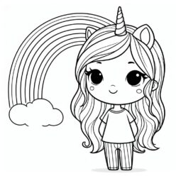 Cute unicorn girl coloring page Cute unicorn girl coloring page