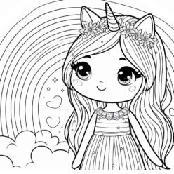 Cute unicorn girl coloring page