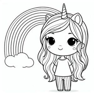 Cute unicorn girl coloring page coloring page