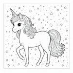 Cute unicorn picnic stars coloring page