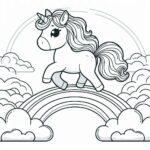 Cute unicorn rainbow bridge coloring page