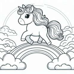 Cute unicorn rainbow bridge coloring page Cute unicorn rainbow bridge coloring page