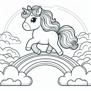 Cute unicorn rainbow bridge coloring page coloring page