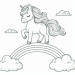 Cute unicorn rainbow bridge coloring page