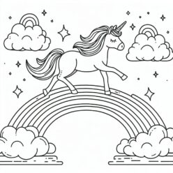 Cute unicorn rainbow bridge coloring page Cute unicorn rainbow bridge coloring page