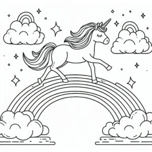 Cute unicorn rainbow bridge coloring page coloring page