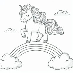 Cute unicorn rainbow bridge coloring page