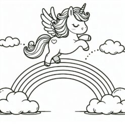 Cute unicorn rainbow bridge coloring page Cute unicorn rainbow bridge coloring page