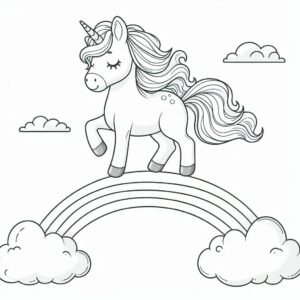 Cute unicorn rainbow bridge coloring page coloring page