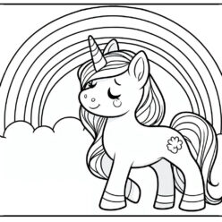 Cute unicorn rainbow dream coloring page