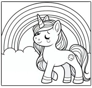 Cute unicorn rainbow dream coloring page coloring page