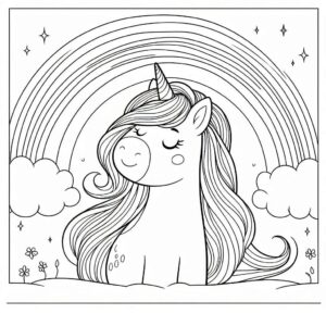 Cute unicorn rainbow dream coloring page coloring page