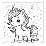 Cute unicorn star pose coloring page