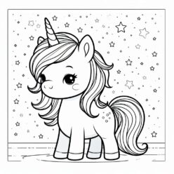 Cute unicorn star pose coloring page