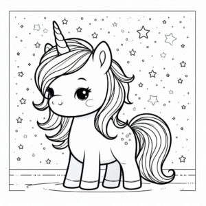 Cute unicorn star pose coloring page coloring page