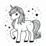 Cute unicorn stars coloring page