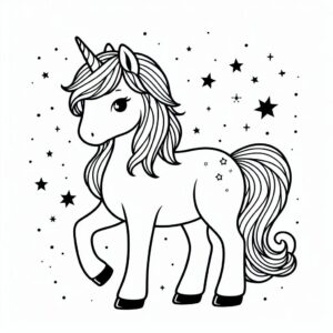 Cute unicorn stars coloring page coloring page