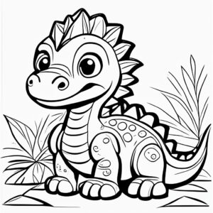 Baby dino’s first adventure, cute! coloring page