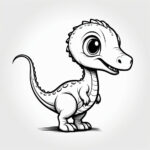 Cute baby dino stands upright