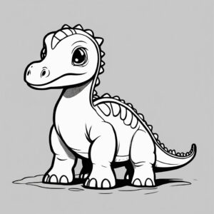 Cute baby dinosaur with big eyes coloring page