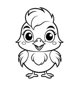 Cute chick posing for photo coloring page