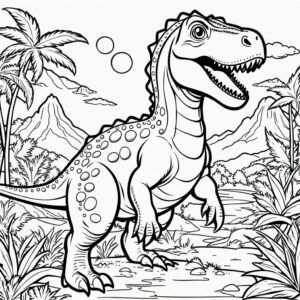 Cute tyrannosaurus rex: king of the jungle coloring page