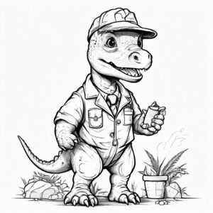 Dapper dino, professional dinosaur coloring page