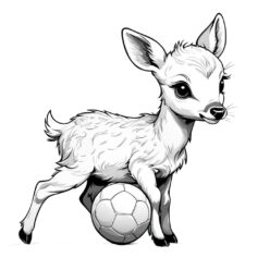 Deer soccer fun coloring page