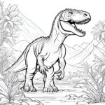 Dinosaur walking prehistoric coloring page