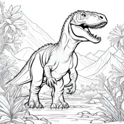 Dinosaur walking prehistoric coloring page