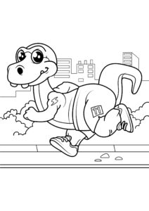 Dinosaur runner, speed & grace coloring page