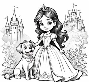 Castles, dog and disney princess coloring page coloring page