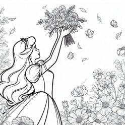 Disney princess flower bouquet coloring page