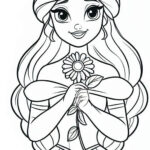 Disney princess with flower coloring page