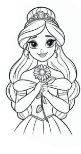 Disney princess with flower coloring page coloring page