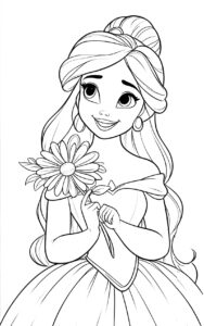 Disney princess with flower coloring page coloring page