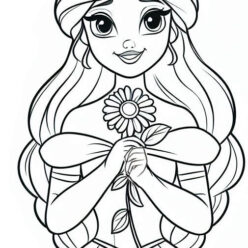Disney princess with flower coloring page Disney princess with flower coloring page